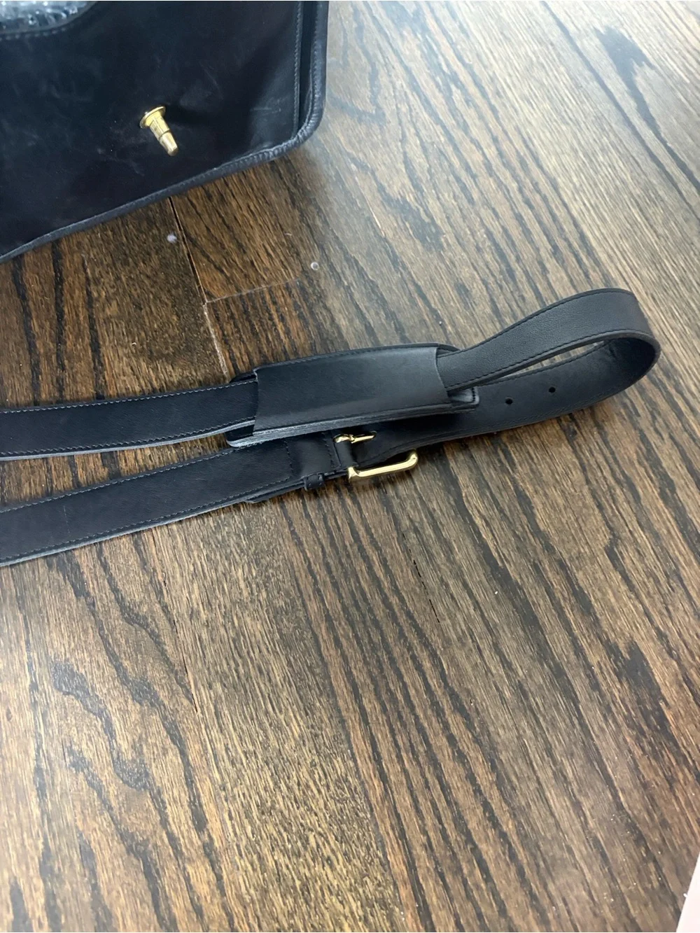 Classic Black Leather Briefcase with Gold Hardware- COACH